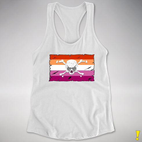 Lesbian Pride Pirate Flag Racerback Tank - White